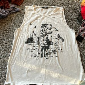 White western Annie Oakley tank with distressing at top